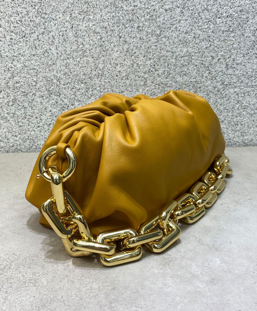 Bottega Veneta The Chain Pouch Clutch Leather Yellow